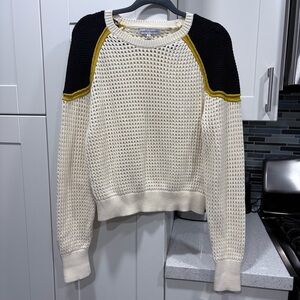 REBECCA MINKOFF Alexis Openwork Cotton Sweater In Ecru Multi